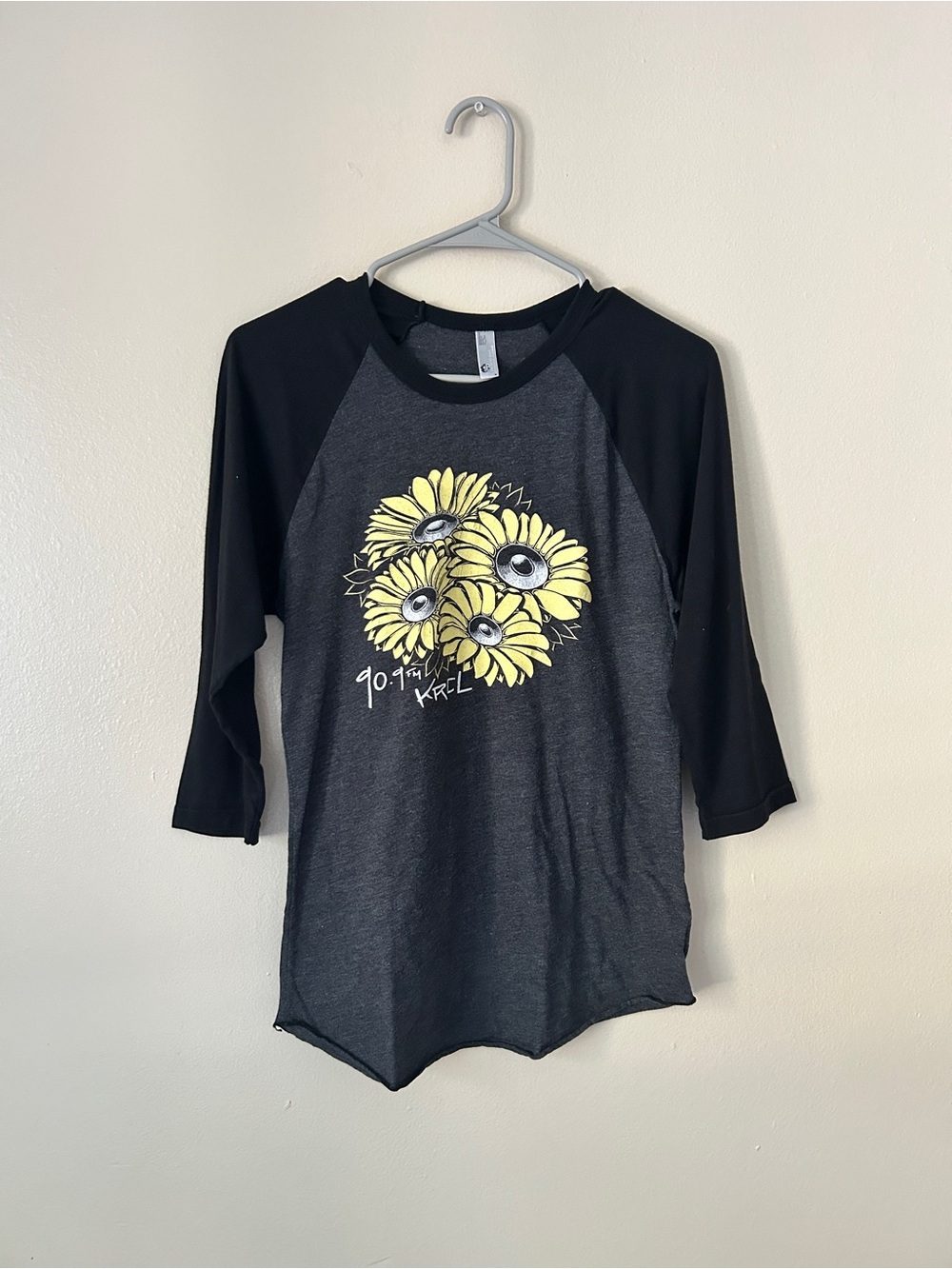 Y2K 2000s KRCL 90.9 FM Radio Promo Raglan Tee - American Apparel (S)